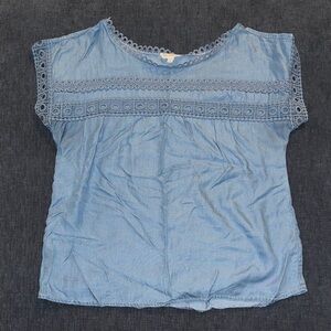 Blu Pepper Blue Lace Trim Blouse